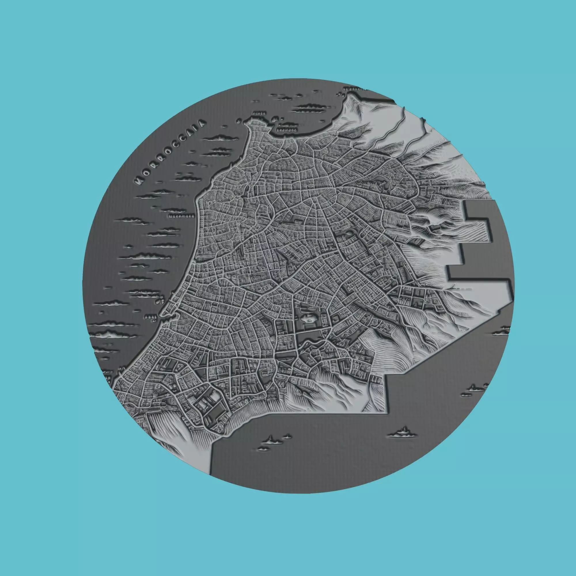 Morocco Map Medallion Wall Art Printer 3D print model_0