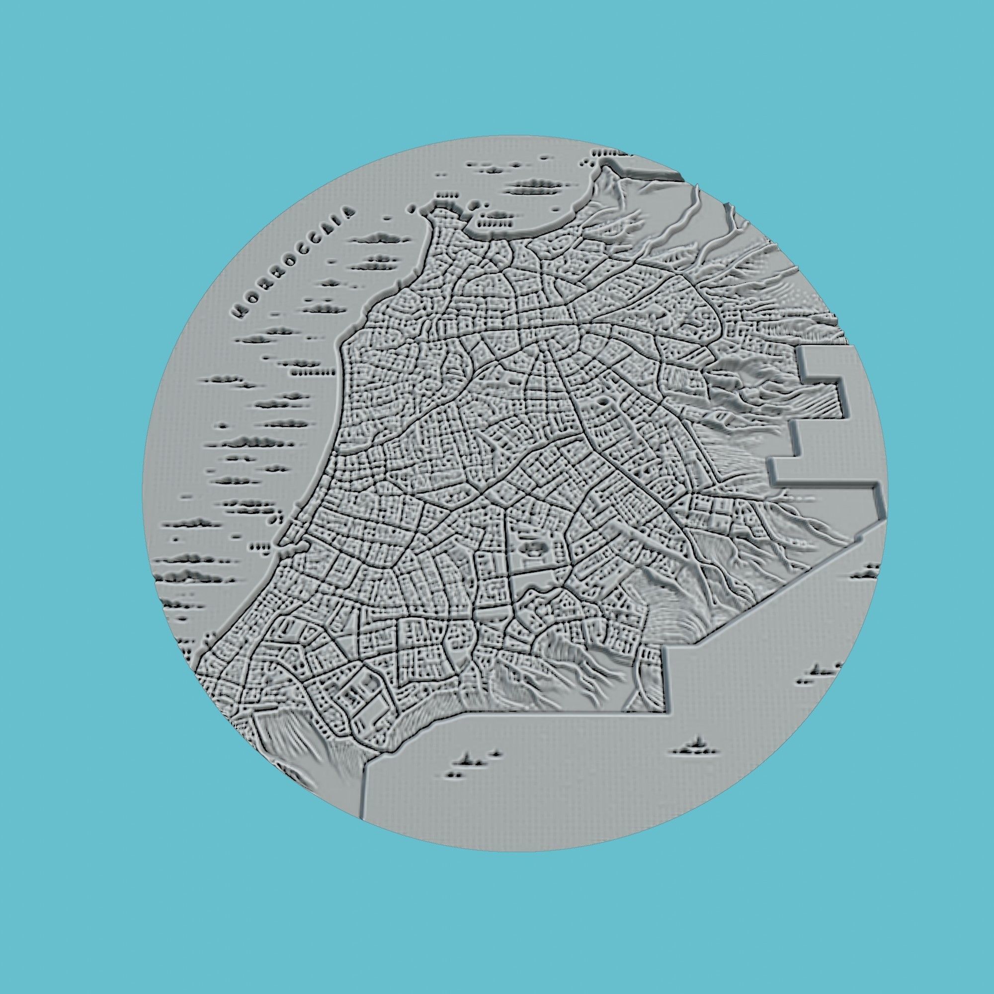 Morocco Map Medallion Wall Art Printer 3D print model_2