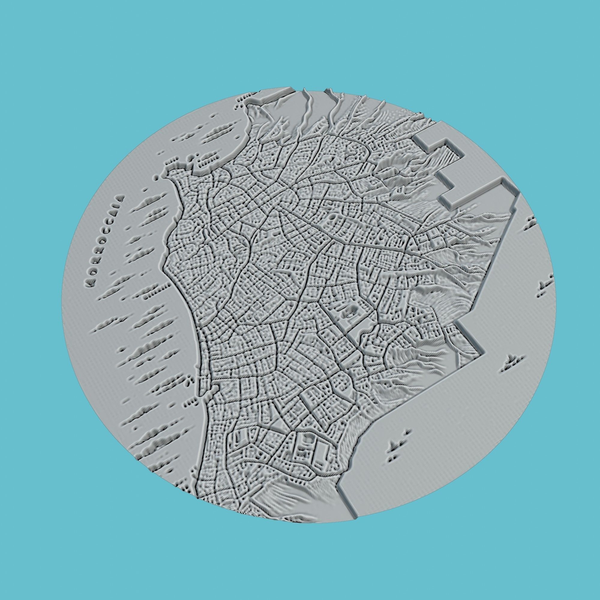 Morocco Map Medallion Wall Art Printer 3D print model_3