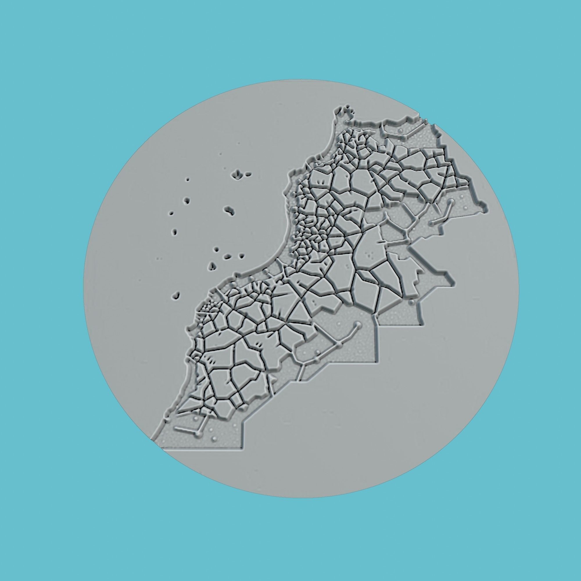 Morocco Map Medallion Wall Art Printer 3D print model_2