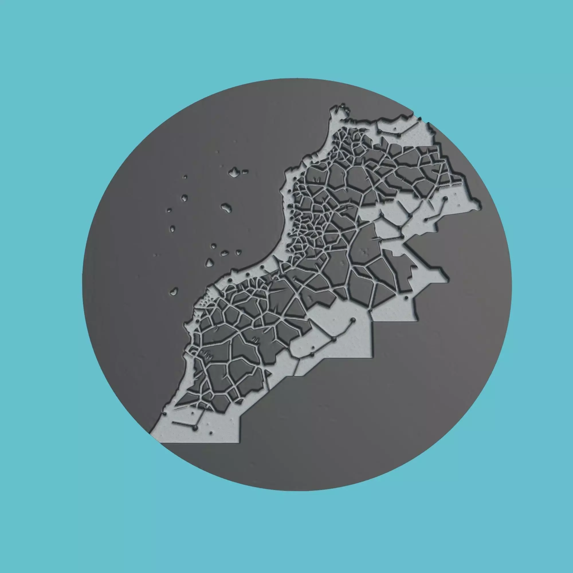 Morocco Map Medallion Wall Art Printer 3D print model_0