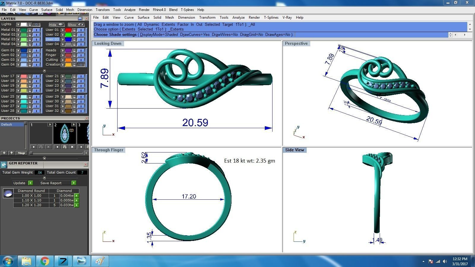 Light Weight Ring 3dm renders details 3D print model_12