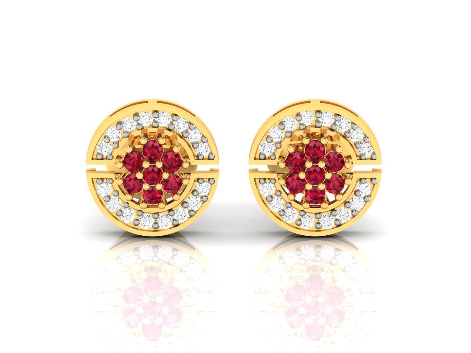 Diamond Studs Earrings renders 3dm details 3D print model_1