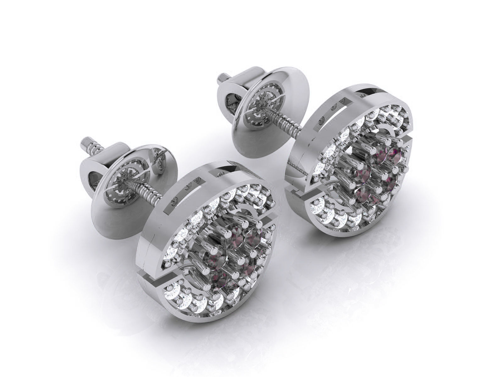 Diamond Studs Earrings renders 3dm details 3D print model_9