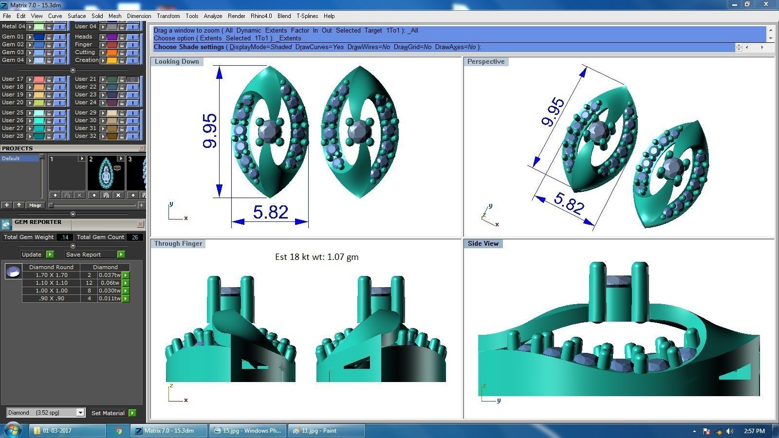 Diamond Studs Earrings renders 3dm details 3D print model_12