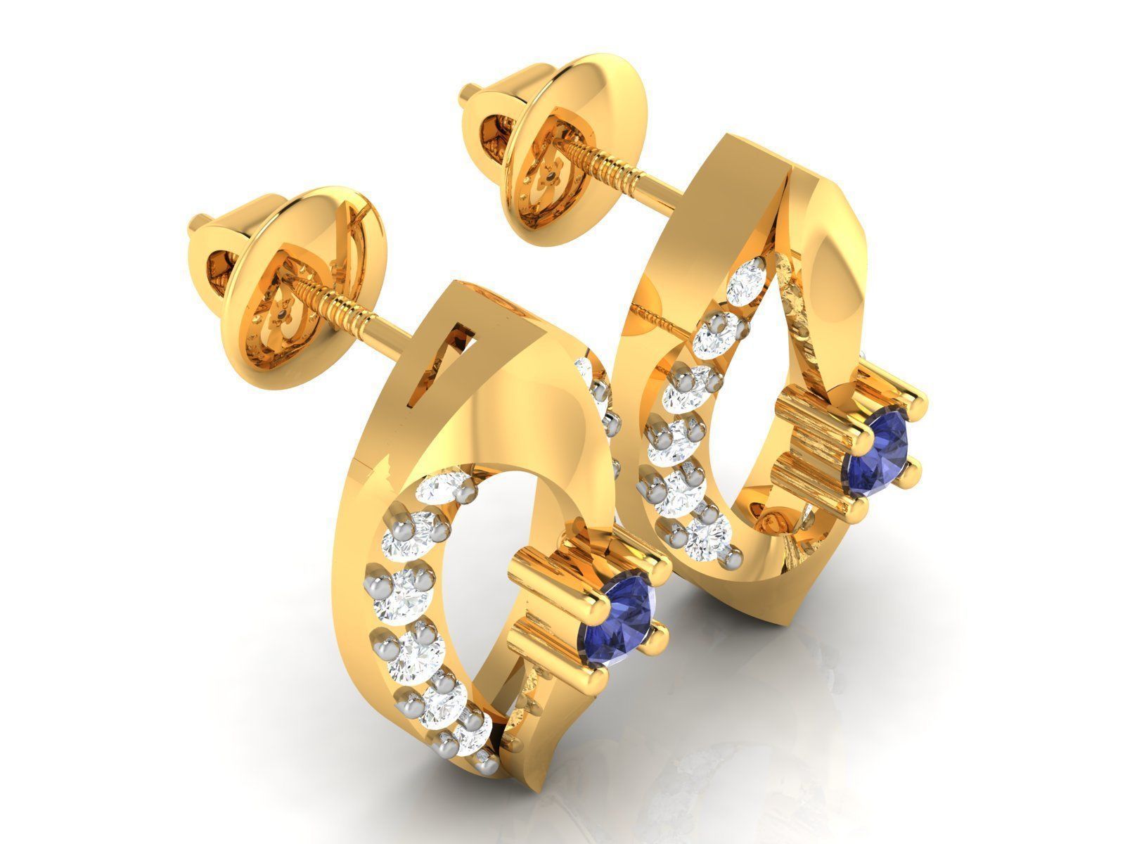 Diamond Studs Earrings renders 3dm details 3D print model_8