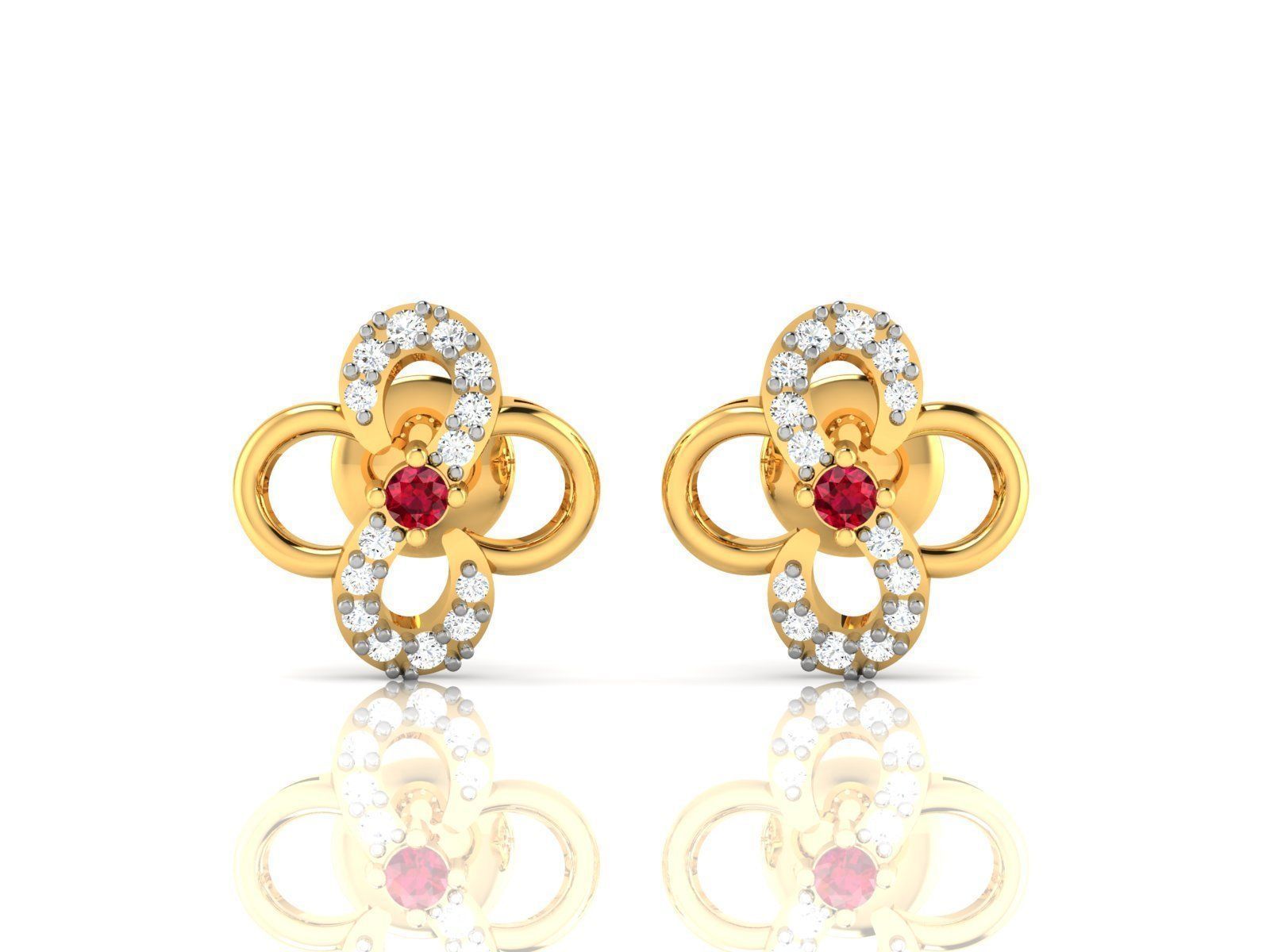 Diamond Studs Earrings renders 3dm details 3D print model_1