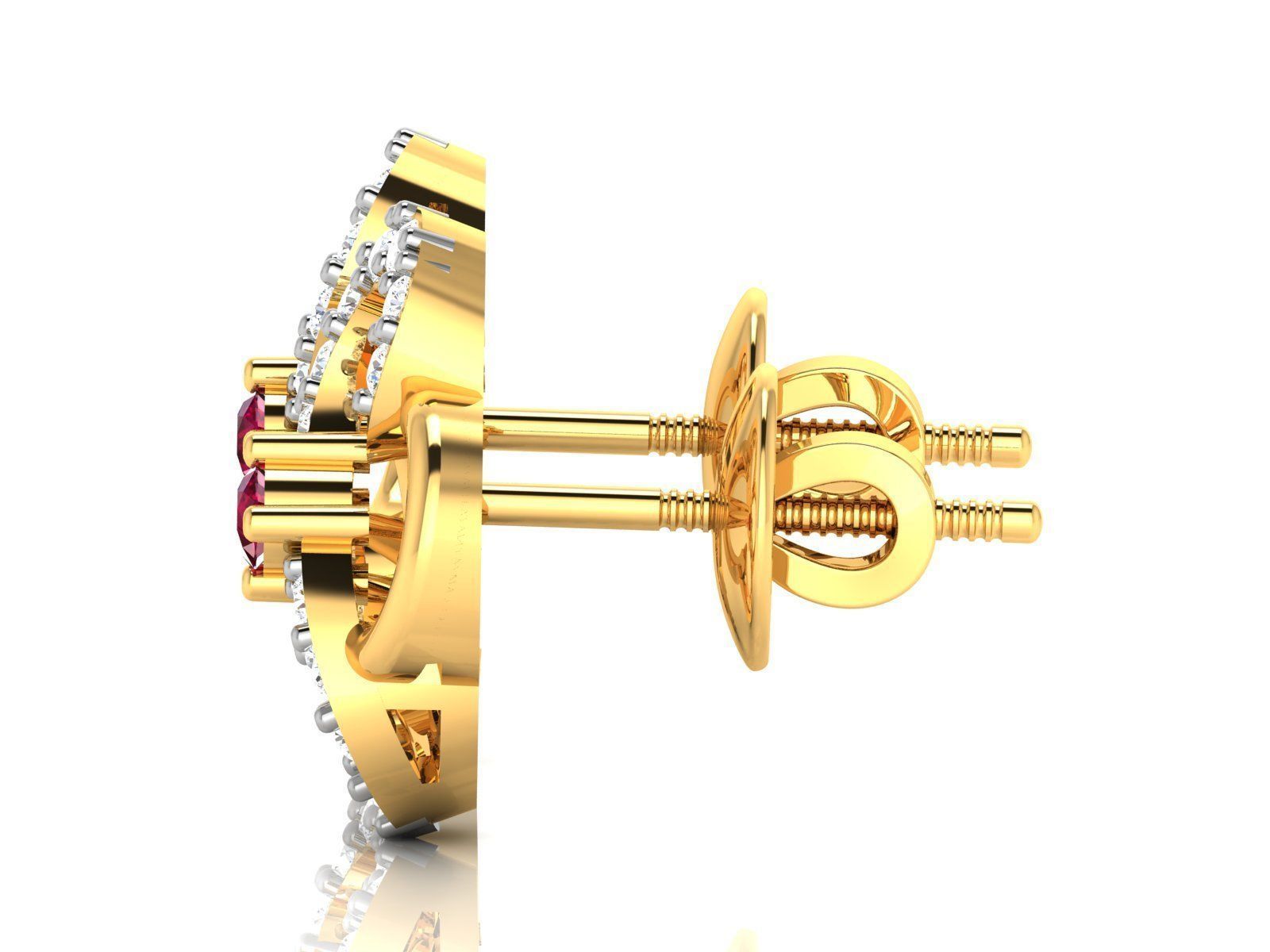 Diamond Studs Earrings renders 3dm details 3D print model_9