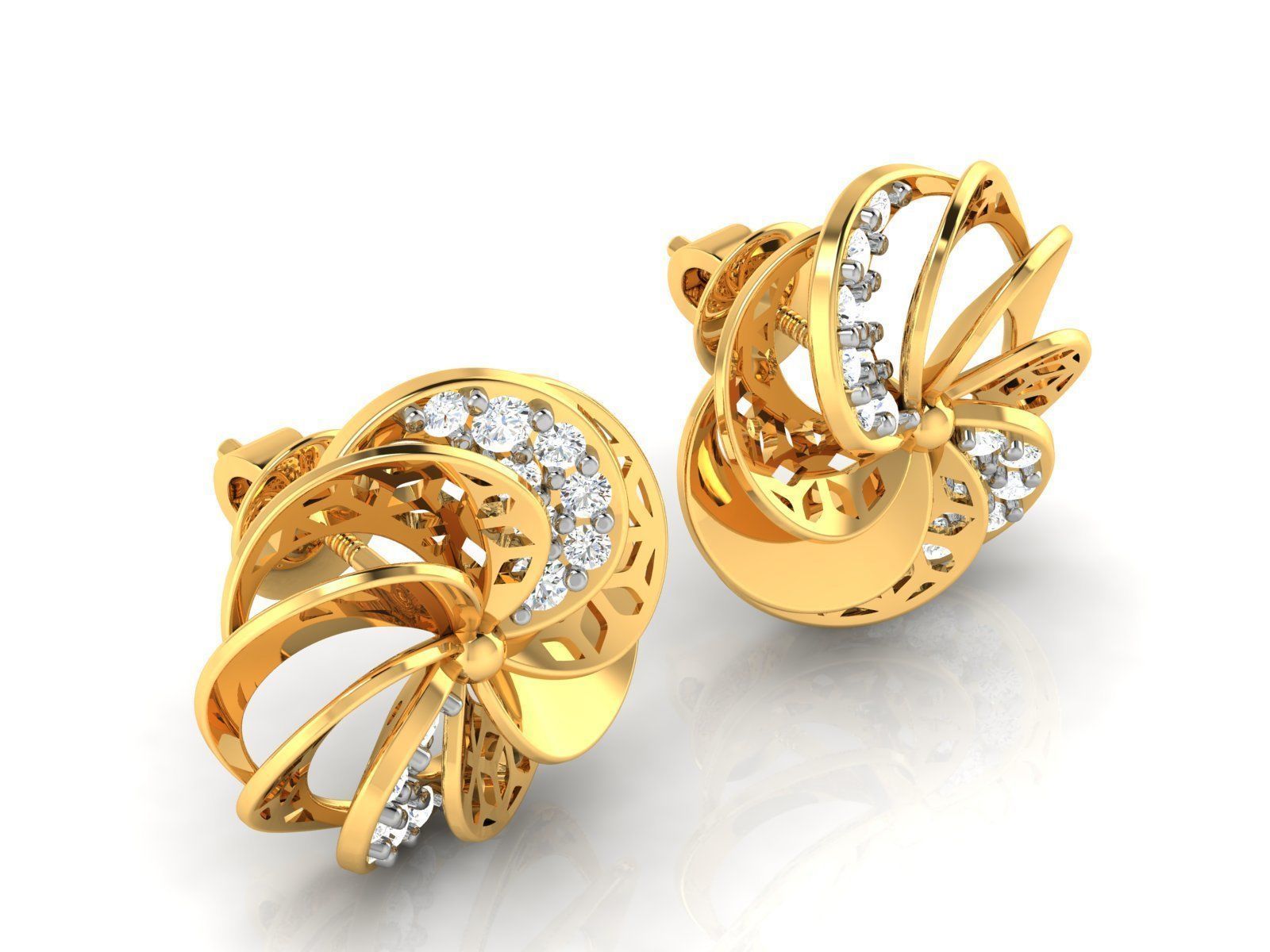 Diamond Studs Earrings renders 3dm details 3D print model_8