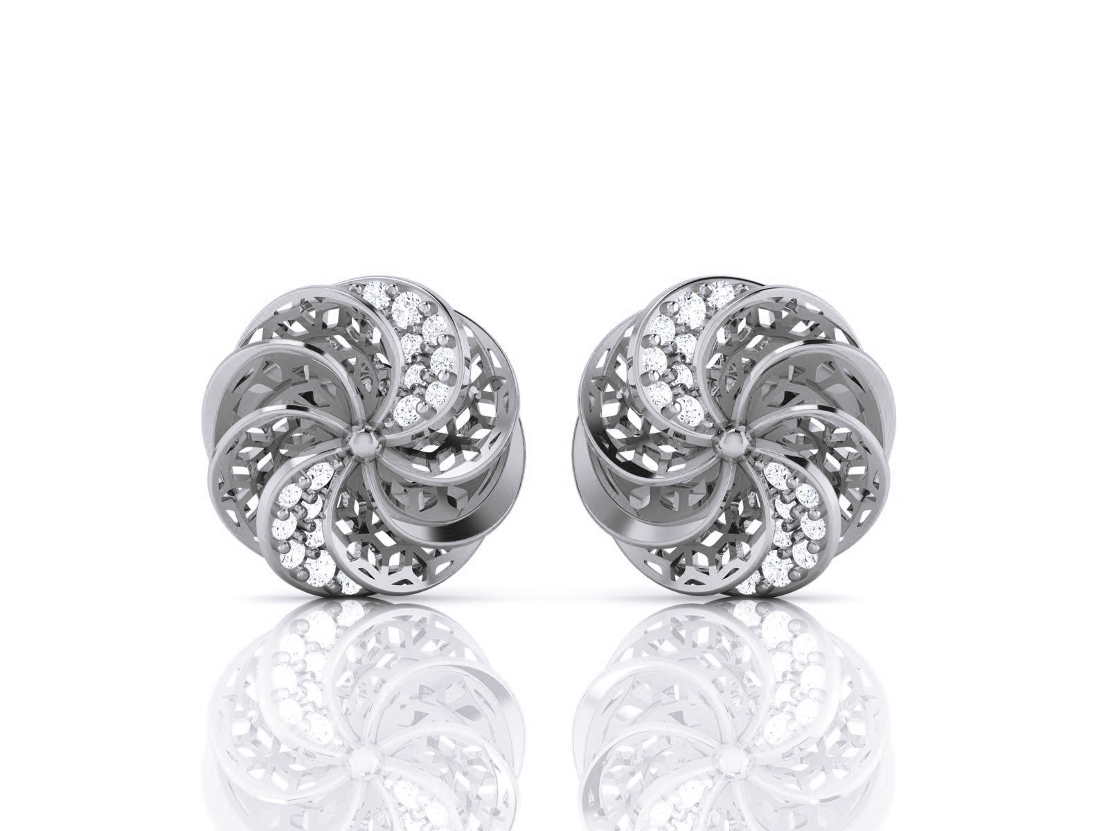 Diamond Studs Earrings renders 3dm details 3D print model_2