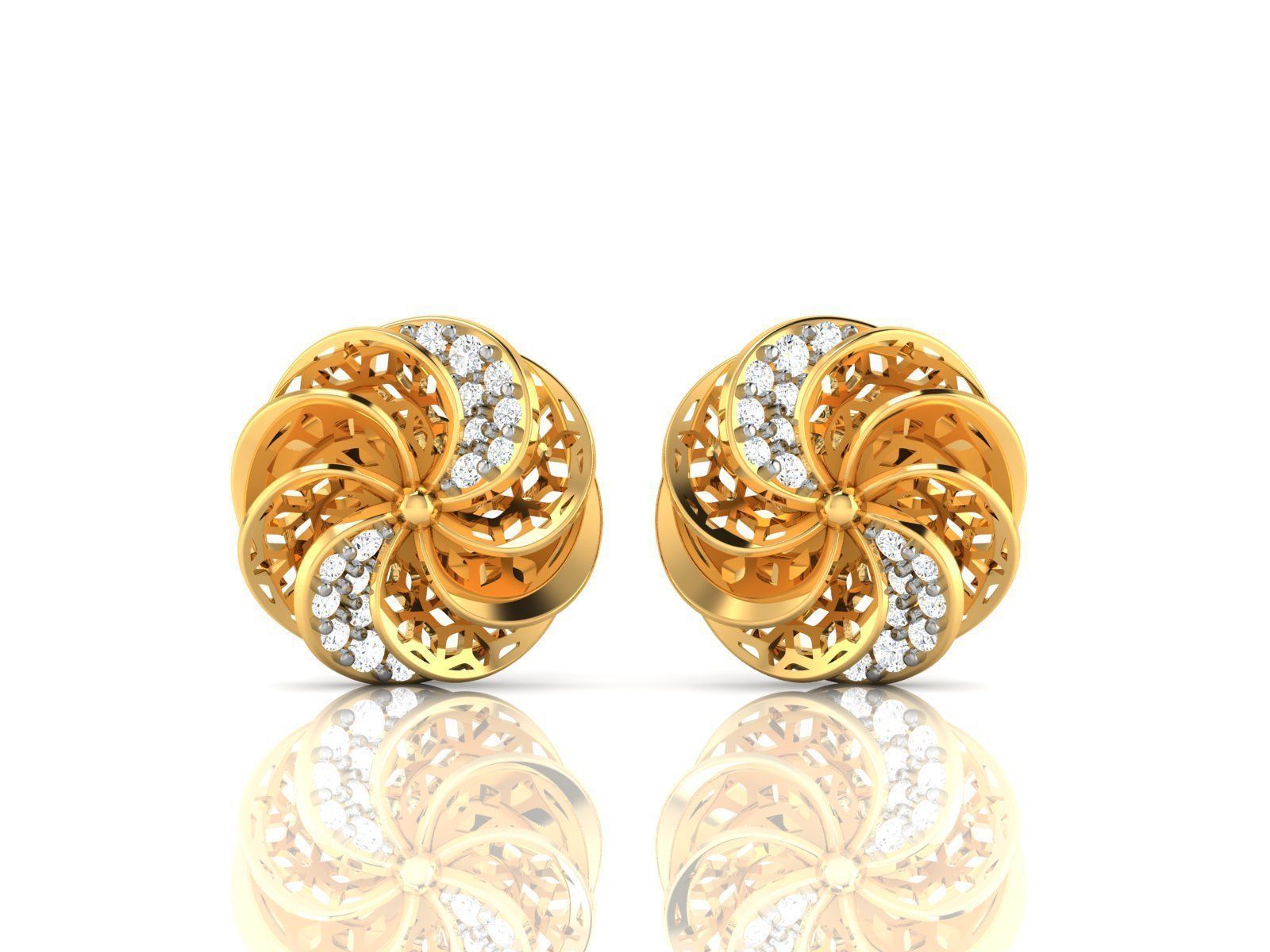 Diamond Studs Earrings renders 3dm details 3D print model_7