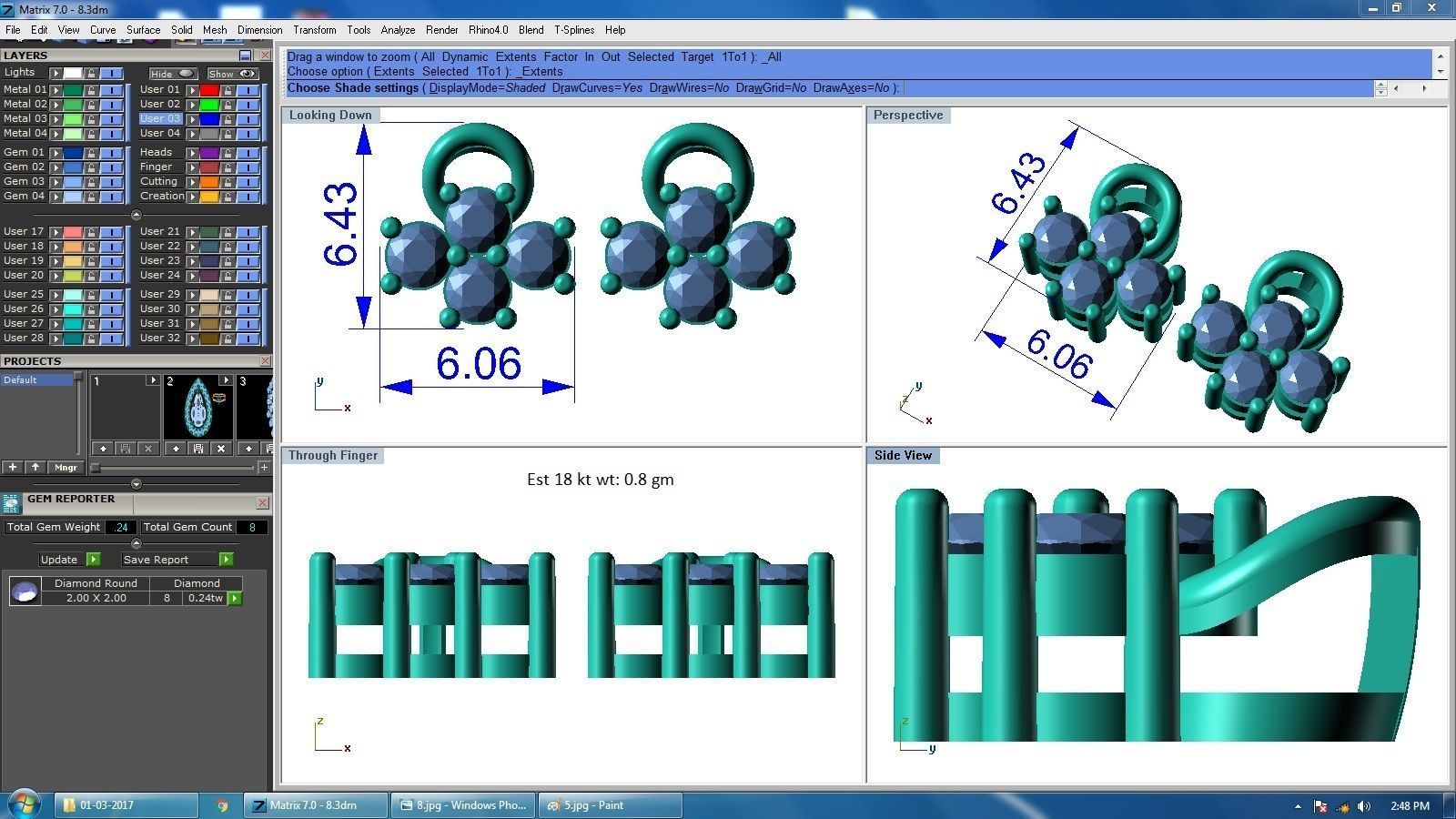 Diamond Studs Earrings renders 3dm details 3D print model_12