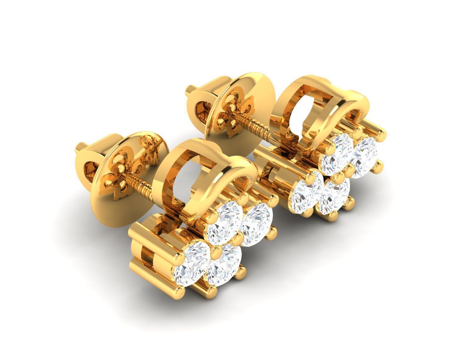 Diamond Studs Earrings renders 3dm details 3D print model_3