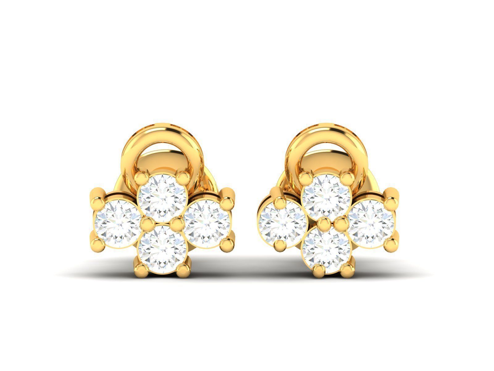 Diamond Studs Earrings renders 3dm details 3D print model_1