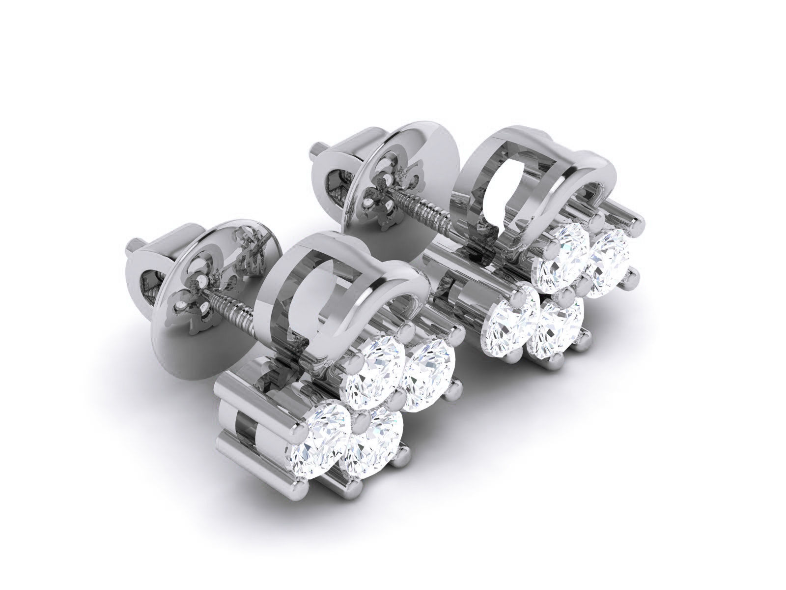 Diamond Studs Earrings renders 3dm details 3D print model_10