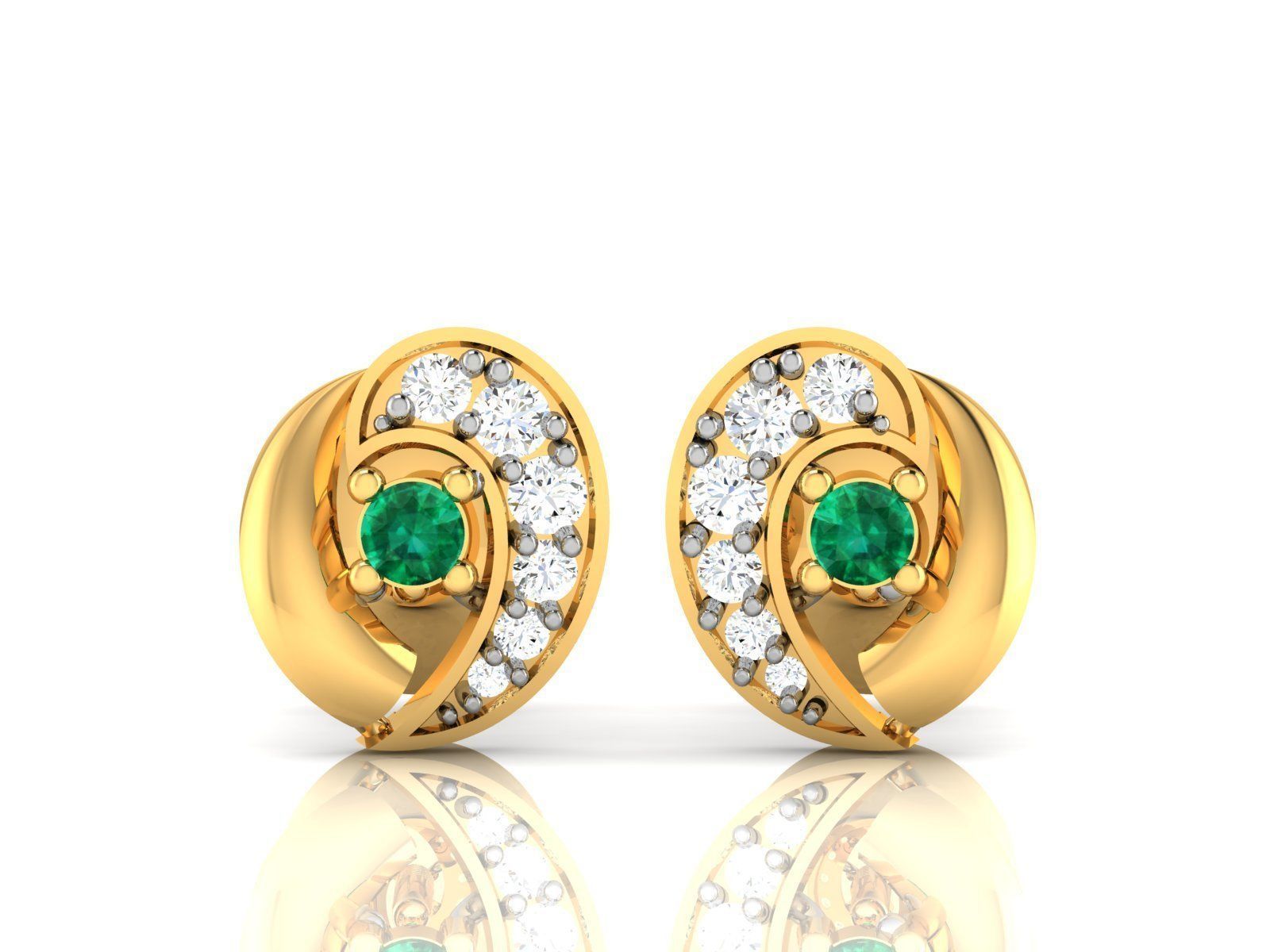 Diamond Studs Earrings renders 3dm details 3D print model_1