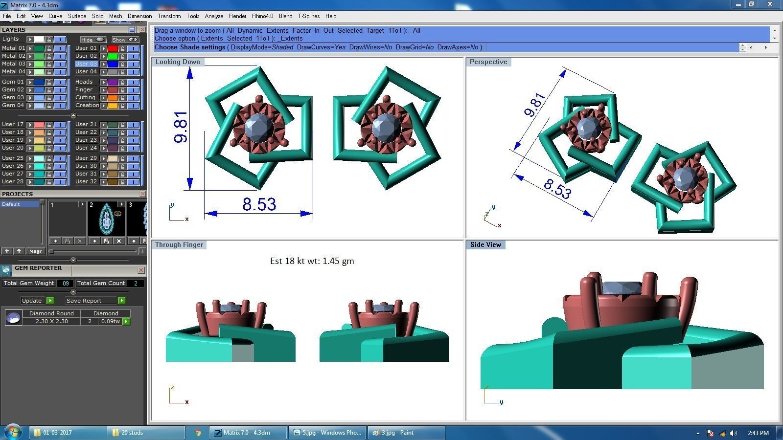 Diamond Studs Earrings renders 3dm details 3D print model_12