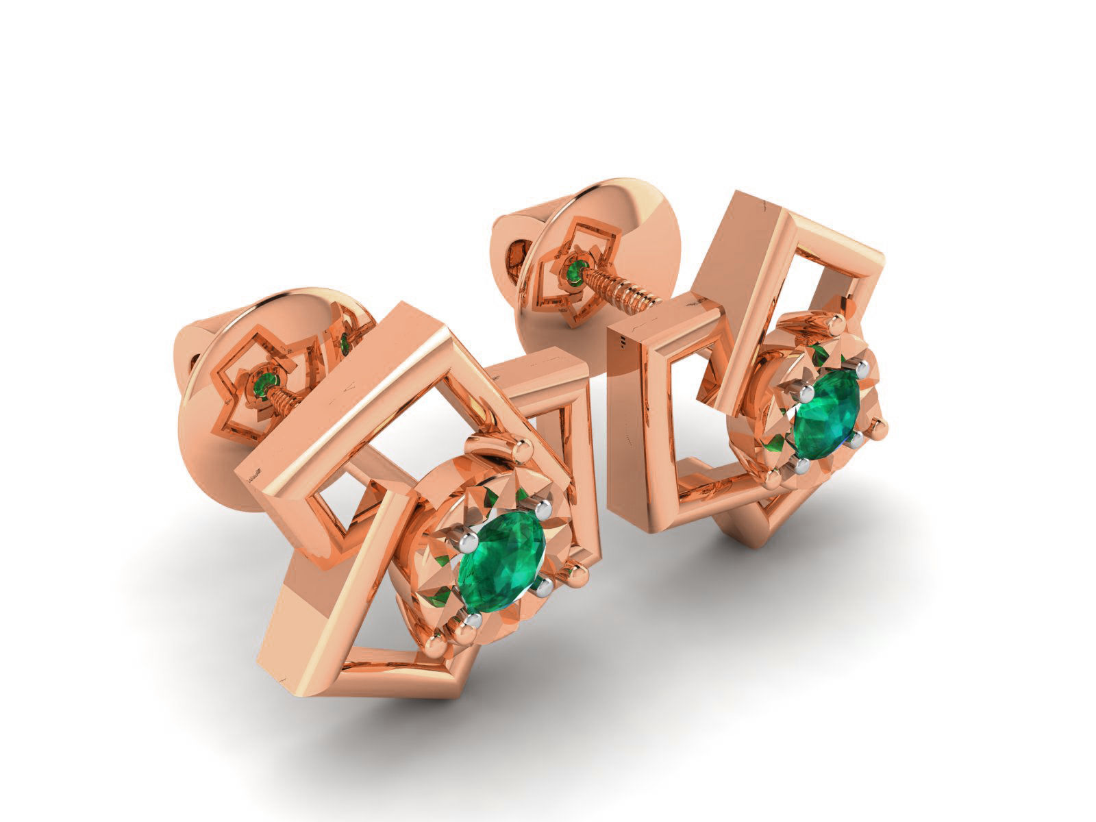 Diamond Studs Earrings renders 3dm details 3D print model_3