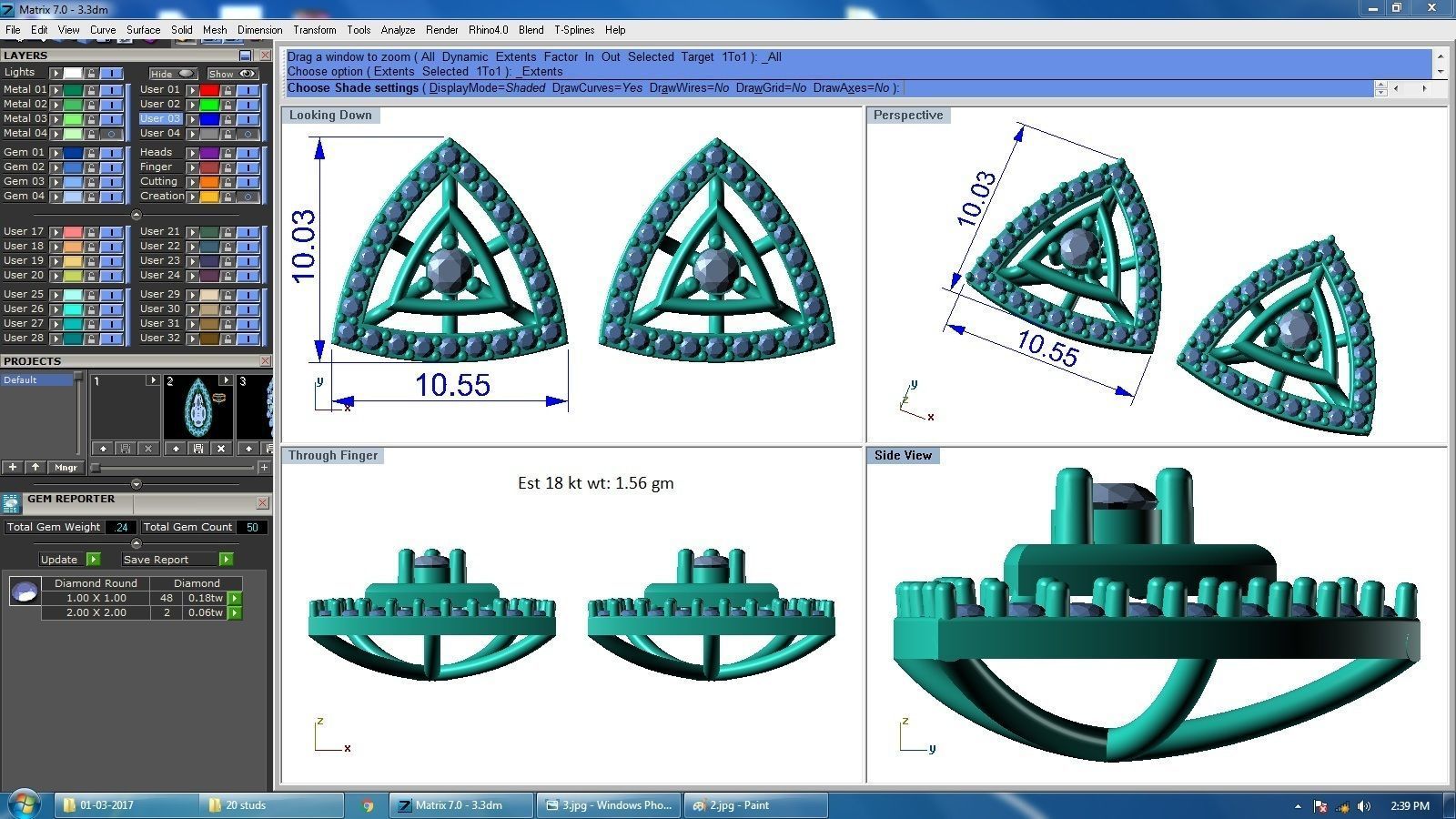Diamond Studs Earrings renders 3dm details 3D print model_12