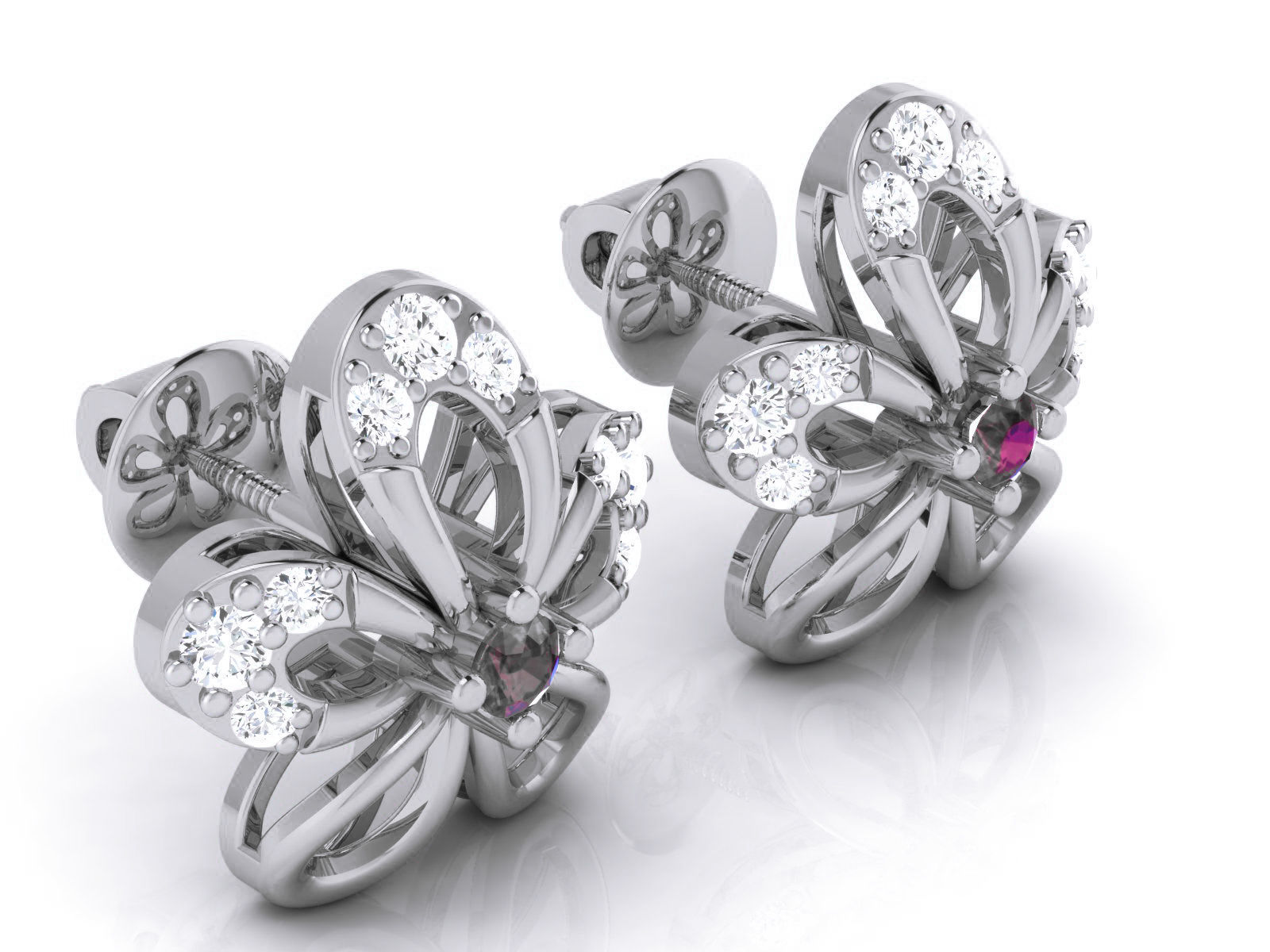 Diamond Studs Earrings renders 3dm details 3D print model_8