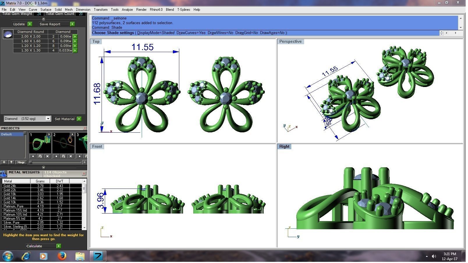 Diamond Studs Earrings renders 3dm details 3D print model_12
