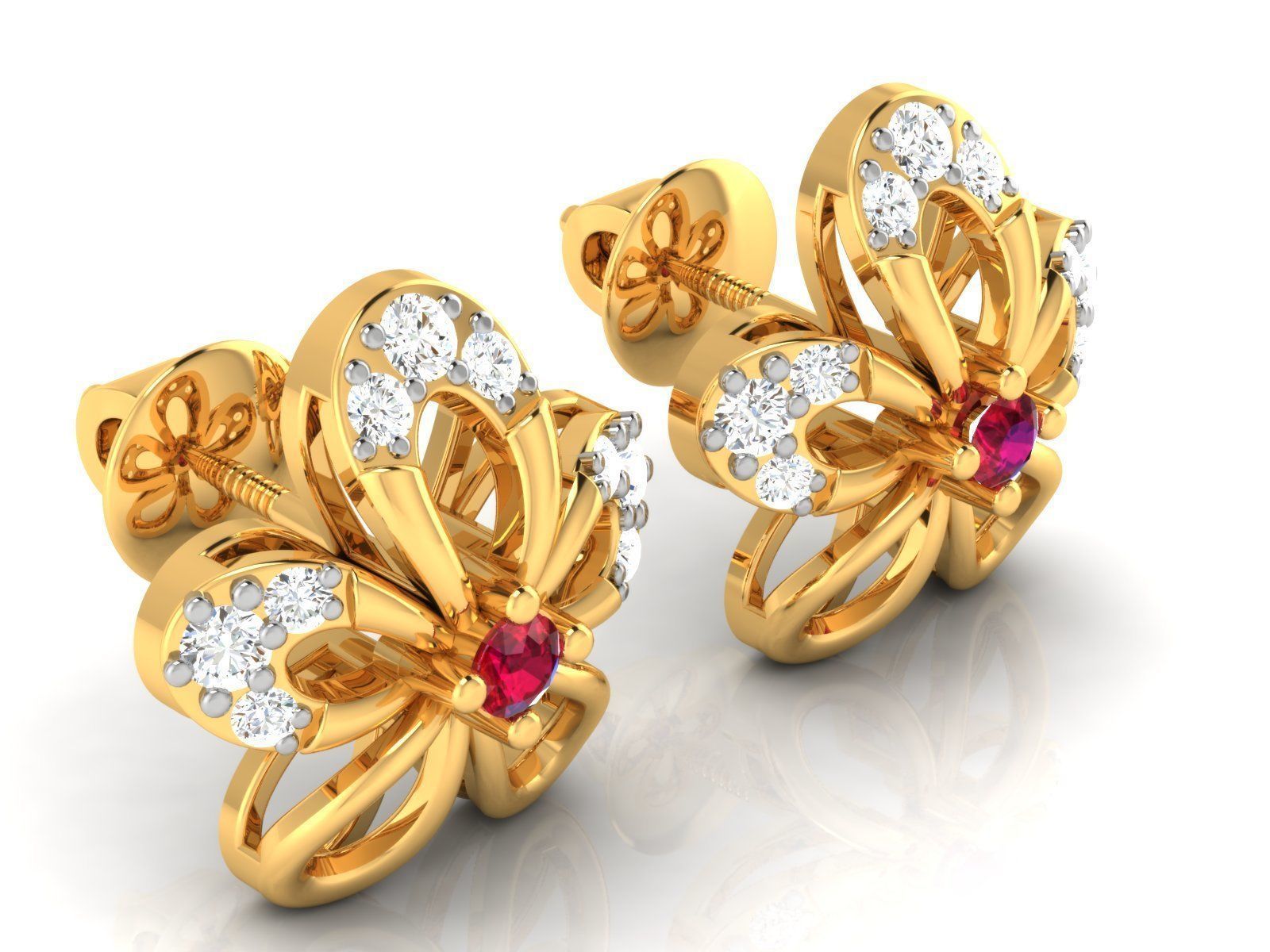 Diamond Studs Earrings renders 3dm details 3D print model_11