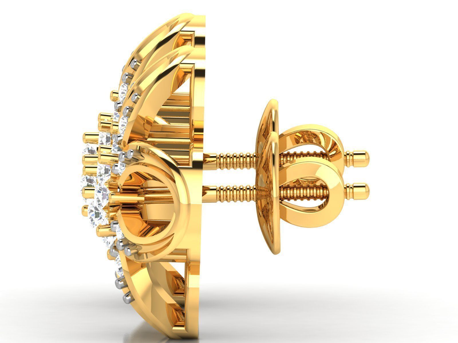 Diamond Studs Earrings renders 3dm details 3D print model_6