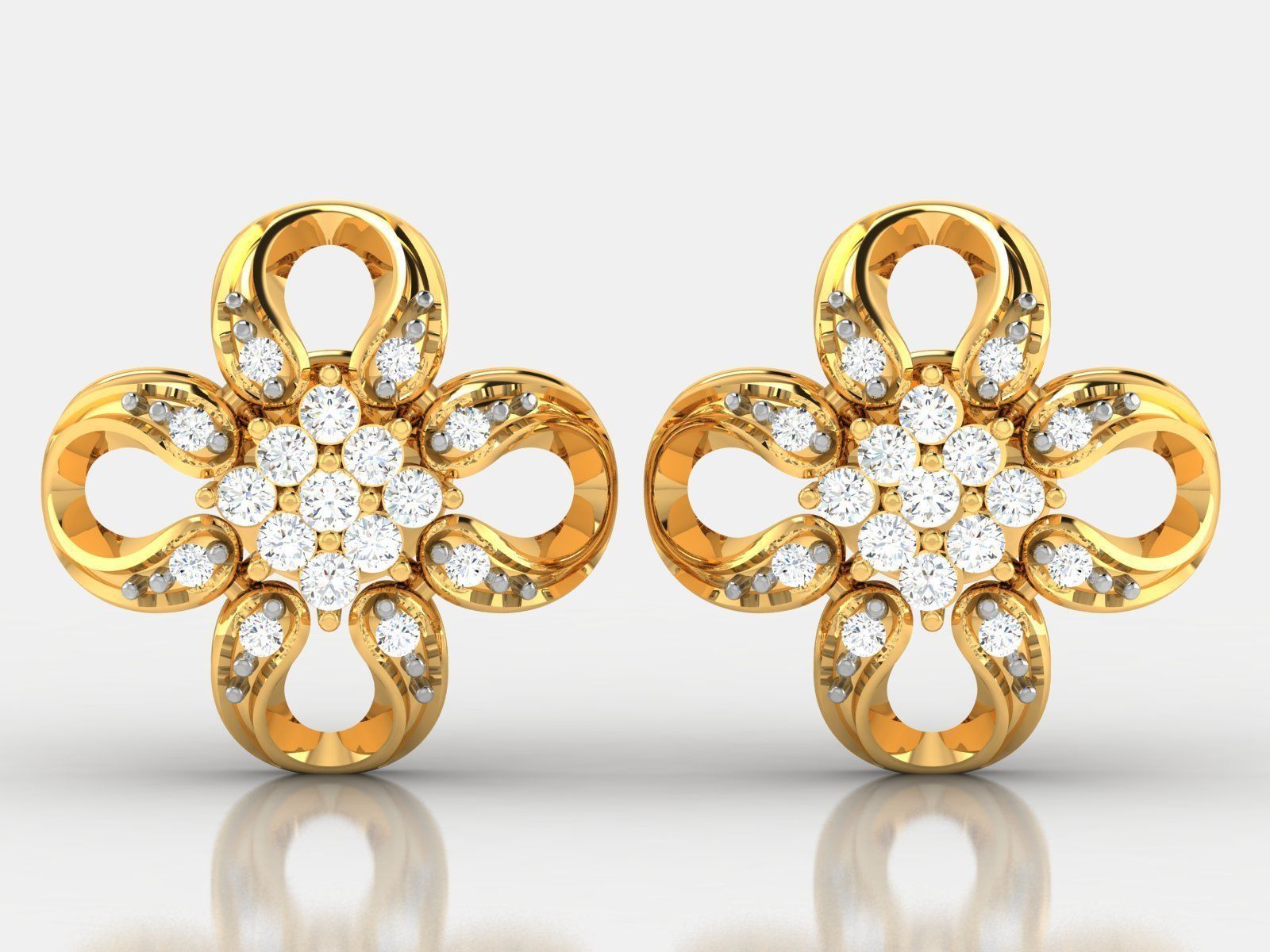 Diamond Studs Earrings renders 3dm details 3D print model_1