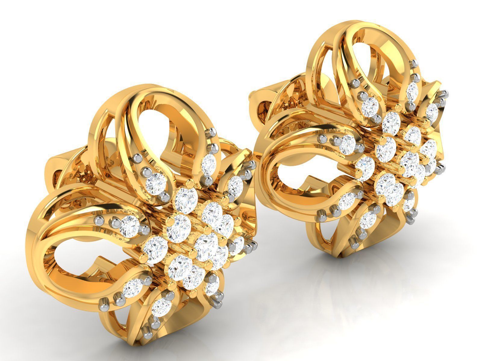 Diamond Studs Earrings renders 3dm details 3D print model_10