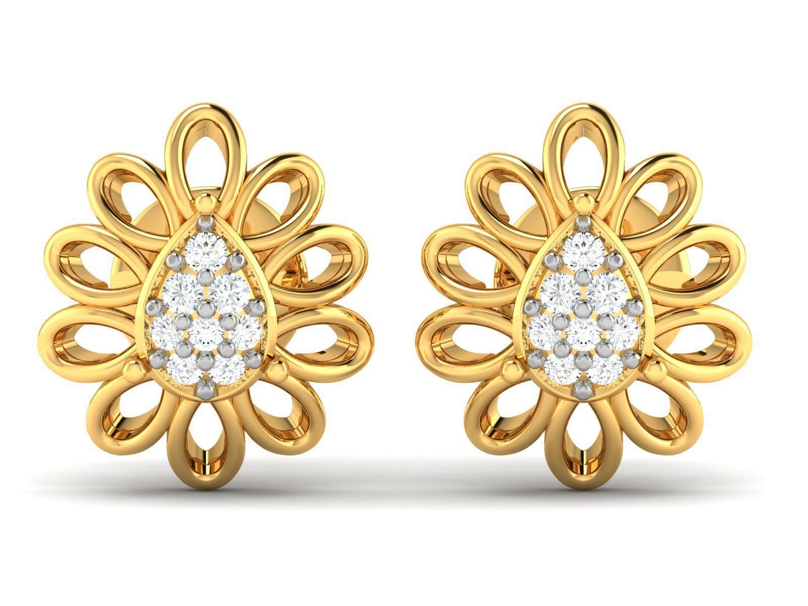 Diamond Studs Earrings renders 3dm details 3D print model_9