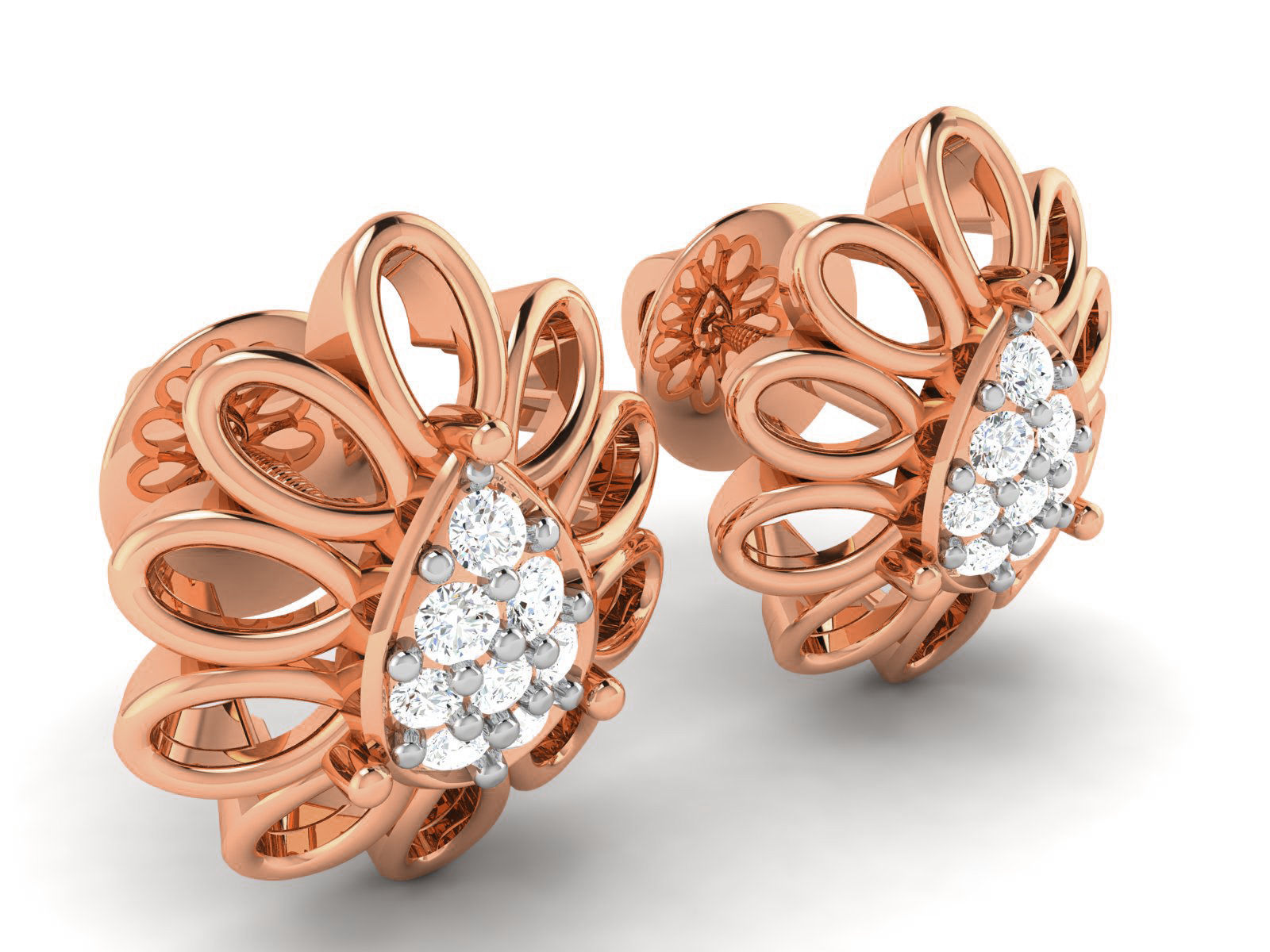 Diamond Studs Earrings renders 3dm details 3D print model_10