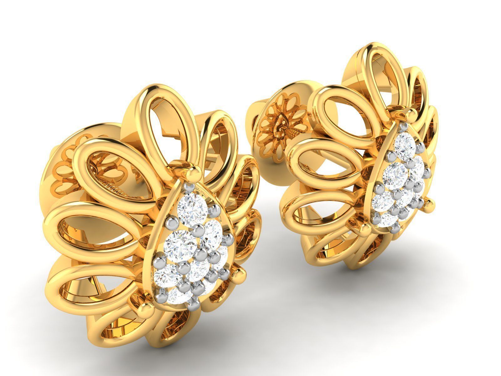 Diamond Studs Earrings renders 3dm details 3D print model_8