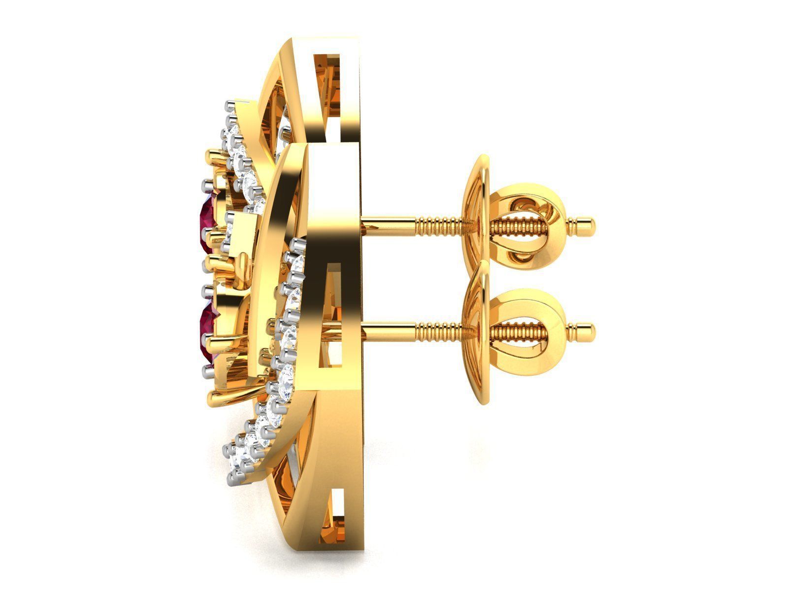 Diamond Studs Earrings renders 3dm details 3D print model_7