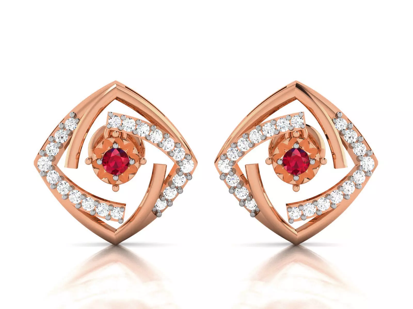 Diamond Studs Earrings renders 3dm details 3D print model_0