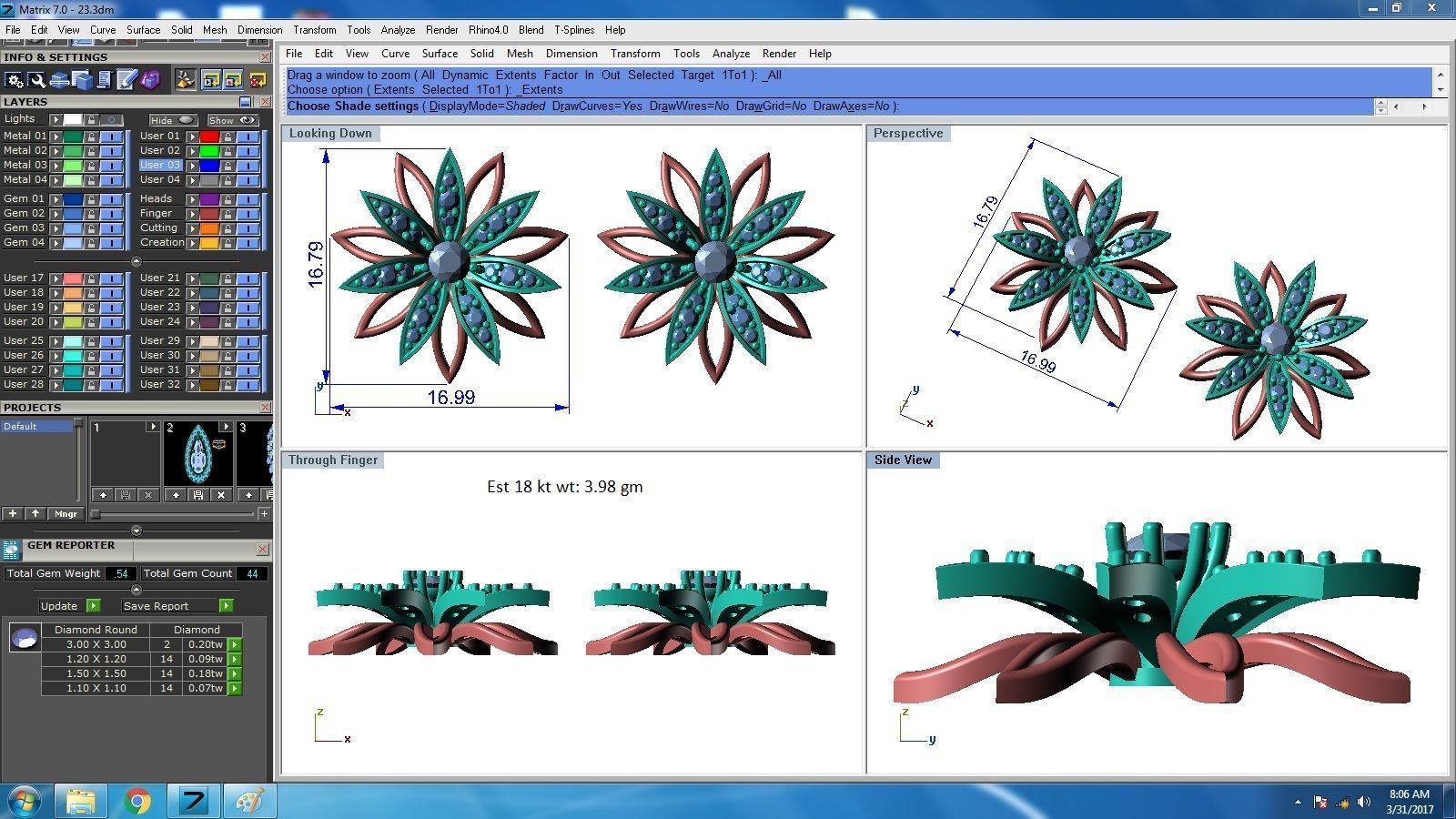 Diamond Studs Earrings renders 3dm details 3D print model_12