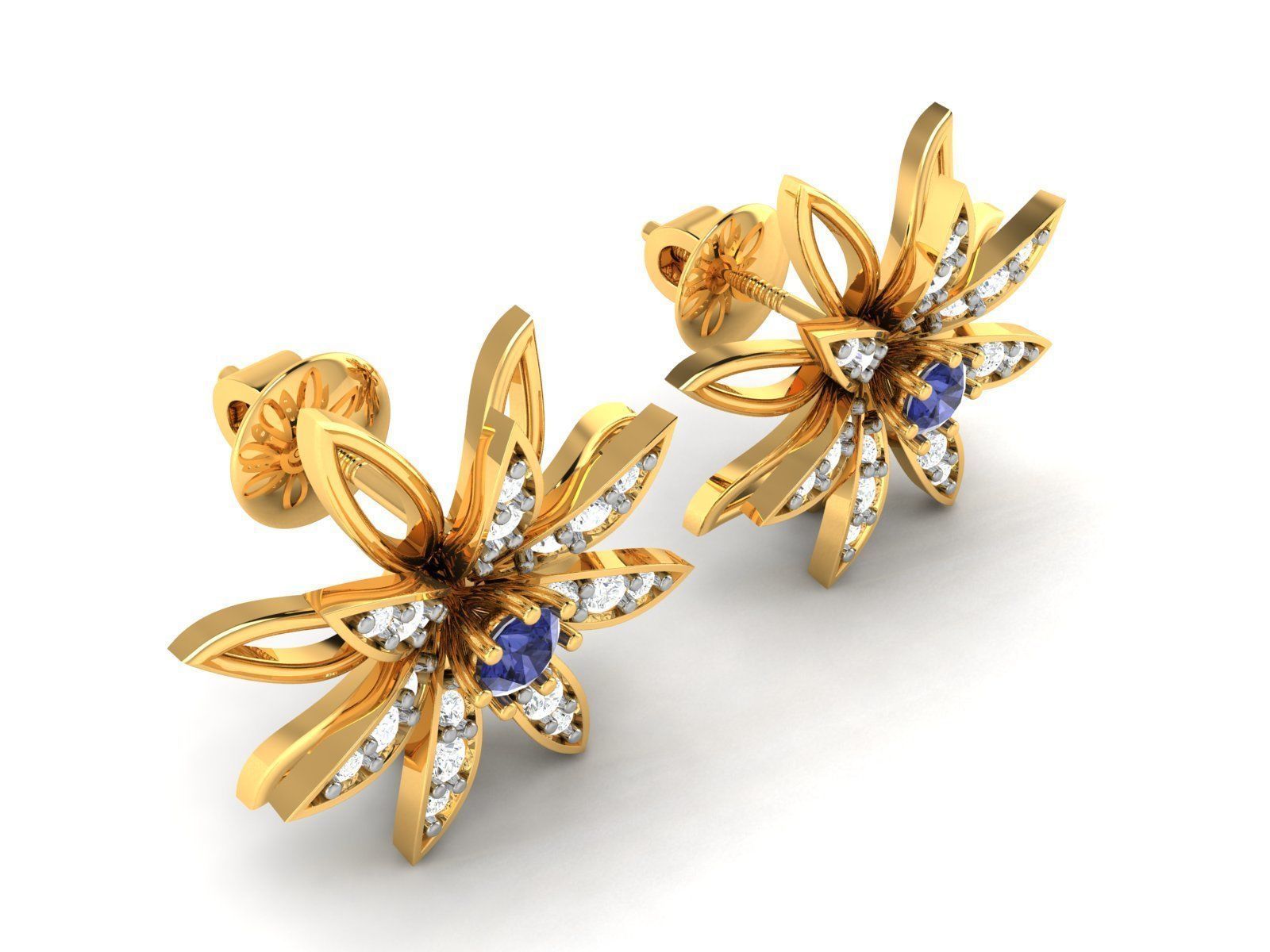 Diamond Studs Earrings renders 3dm details 3D print model_7