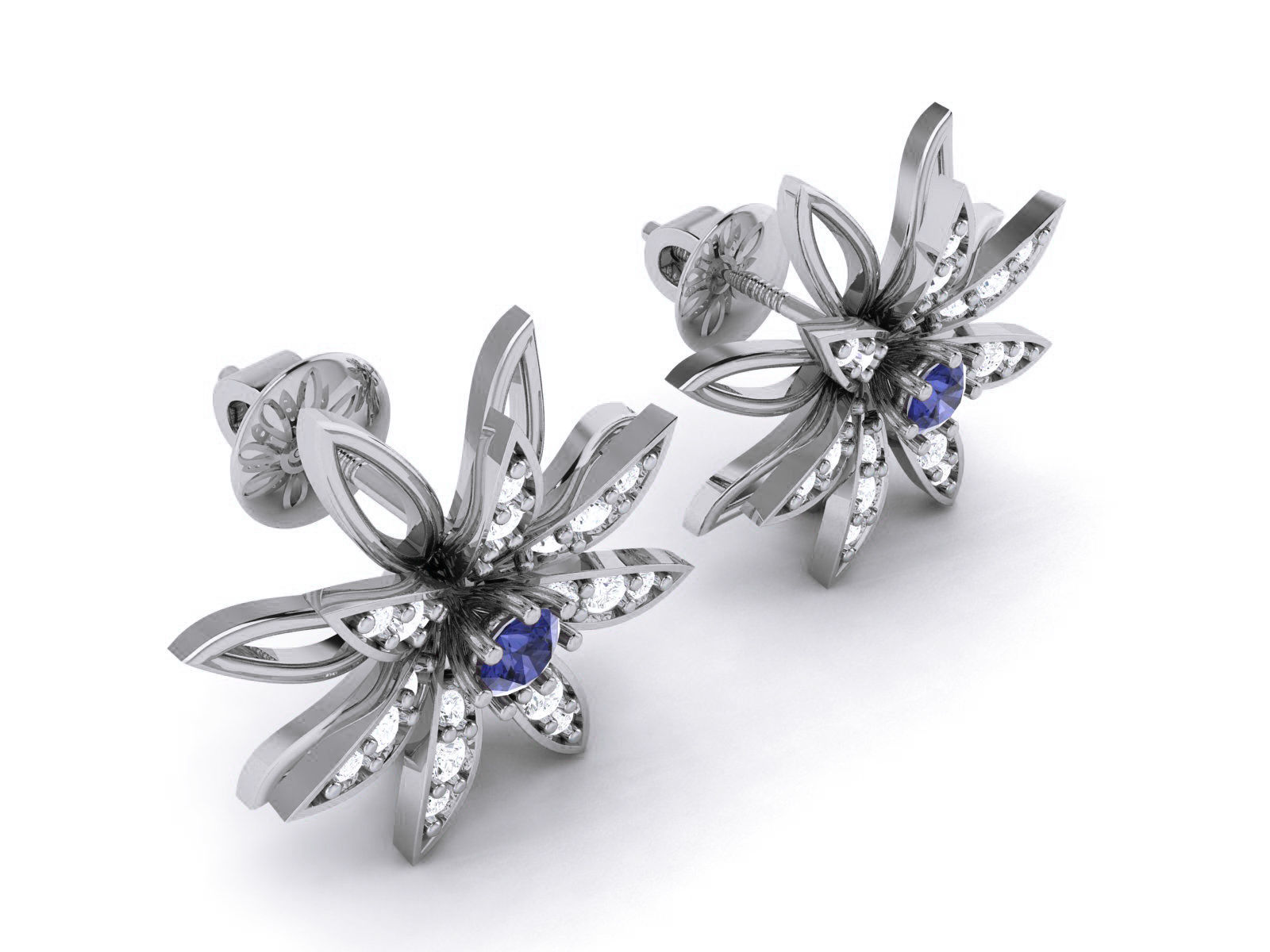 Diamond Studs Earrings renders 3dm details 3D print model_9