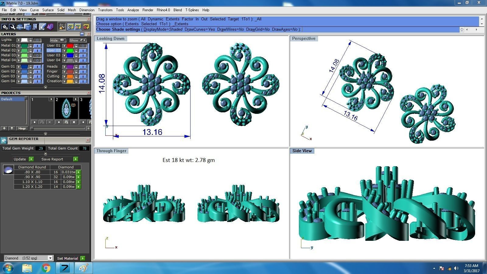 Diamond Studs Earrings renders 3dm details 3D print model_12