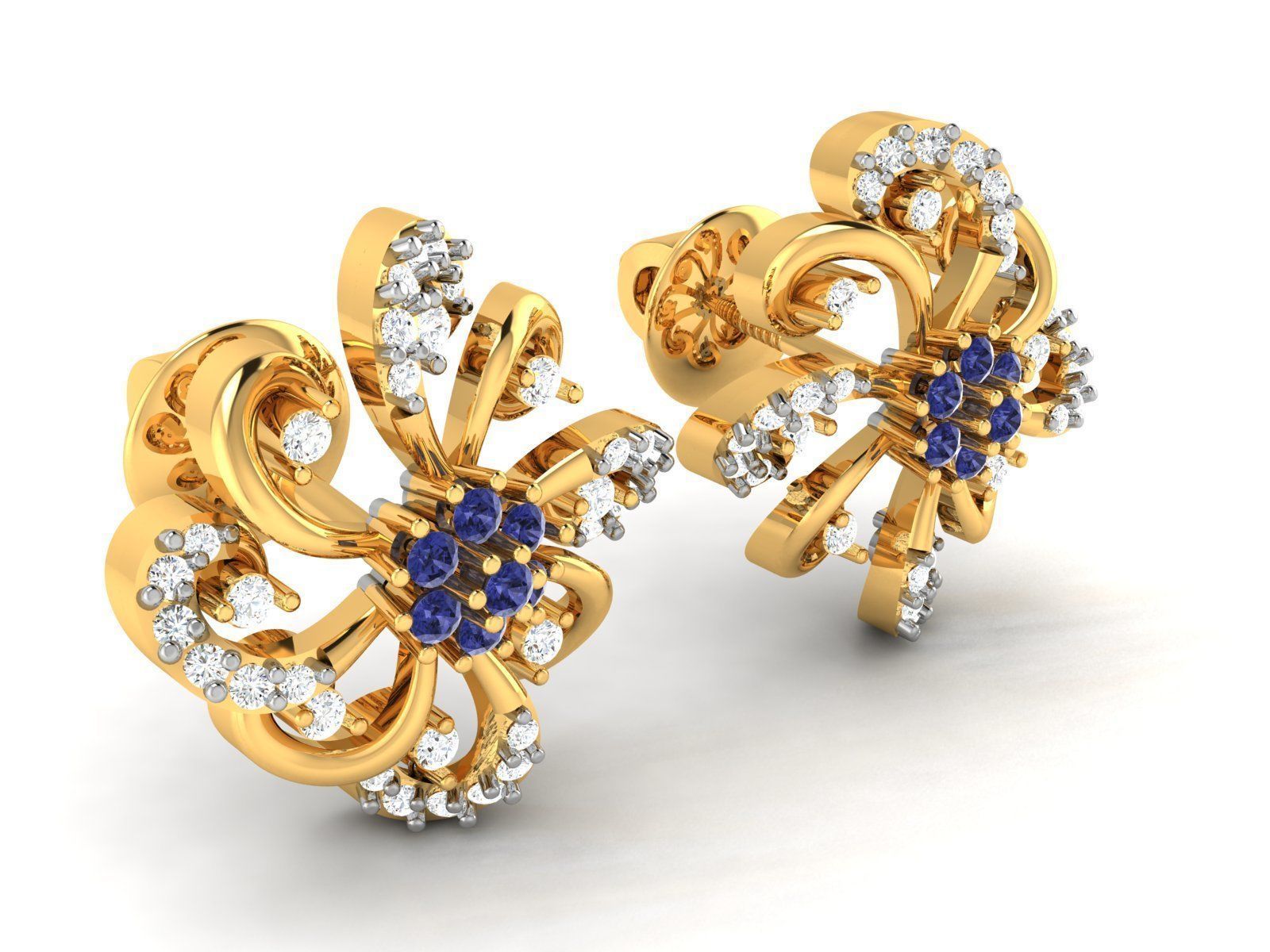 Diamond Studs Earrings renders 3dm details 3D print model_8