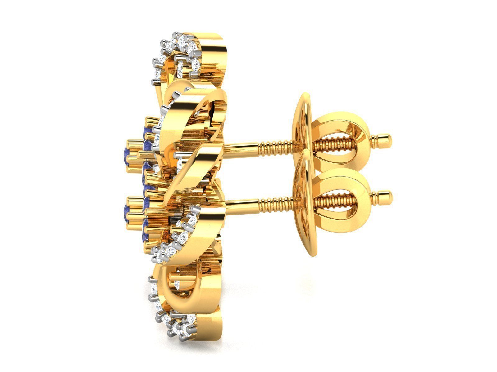 Diamond Studs Earrings renders 3dm details 3D print model_7