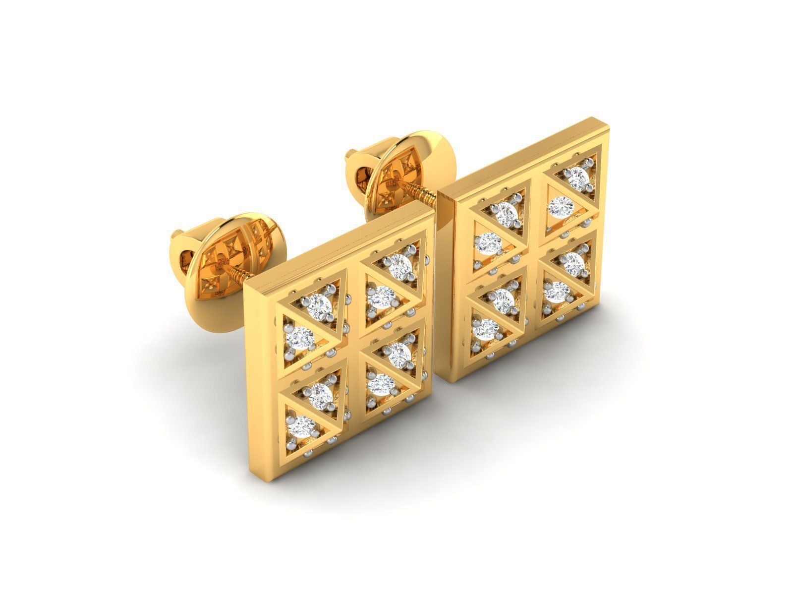 Diamond Studs Earrings renders 3dm details 3D print model_4