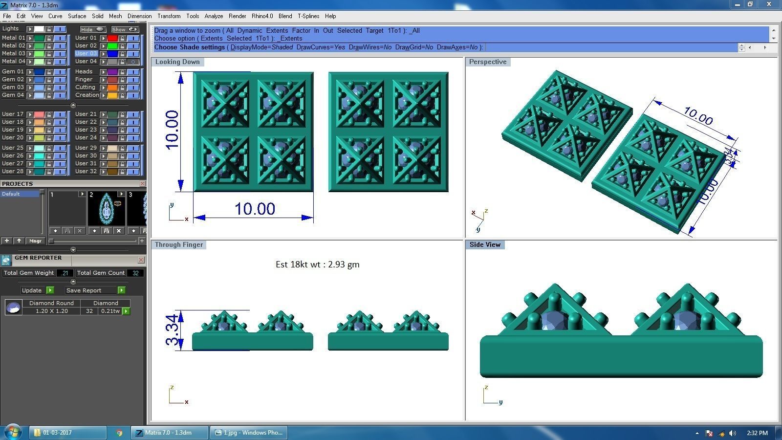 Diamond Studs Earrings renders 3dm details 3D print model_1