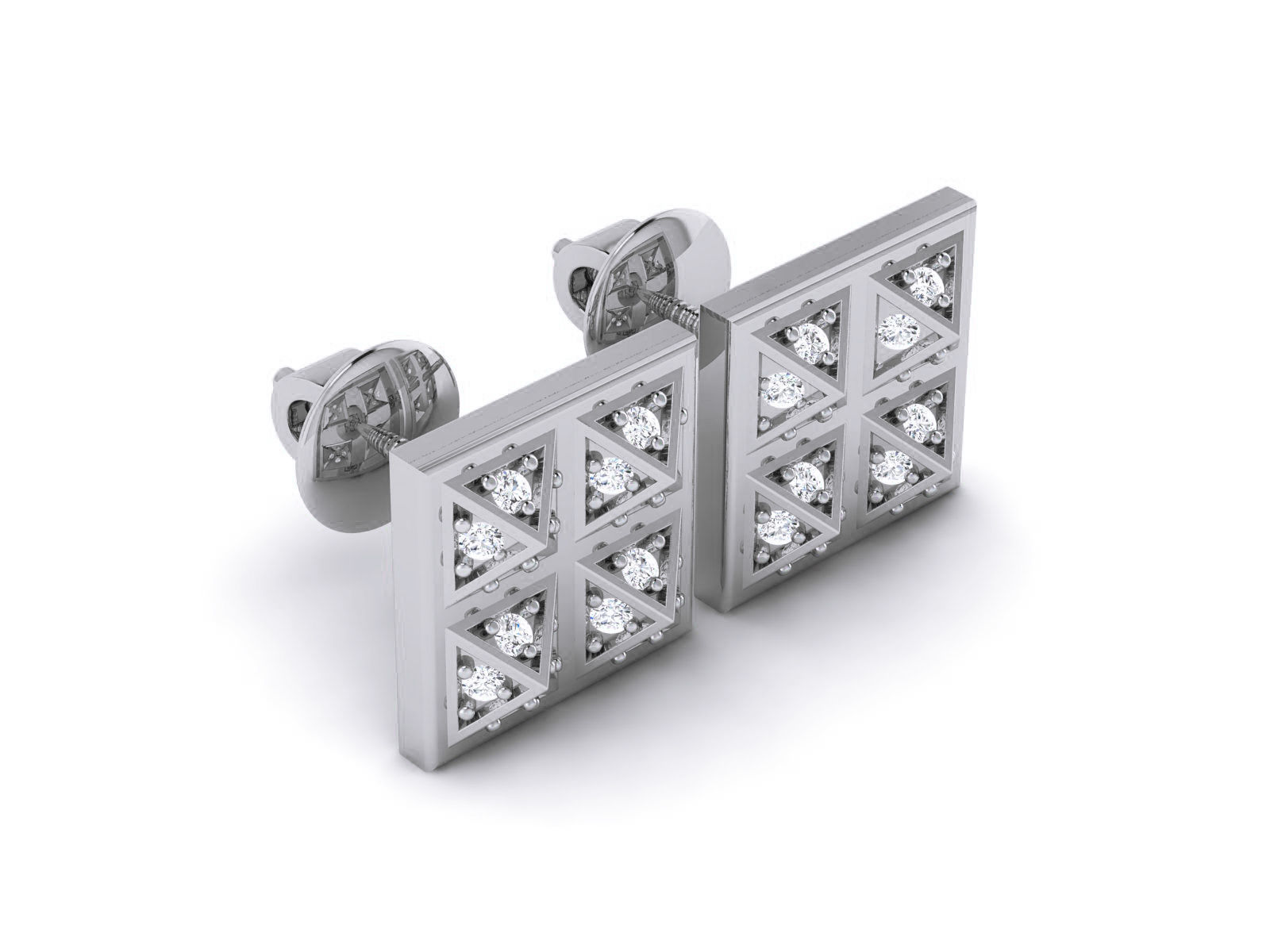 Diamond Studs Earrings renders 3dm details 3D print model_11