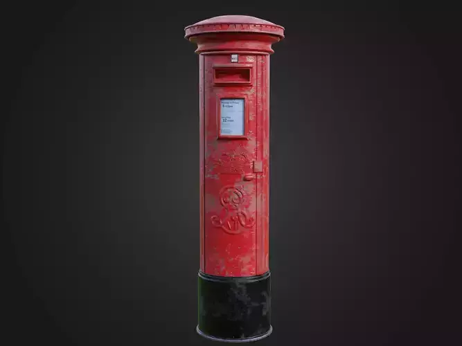 British Post Box Low-poly 3D model