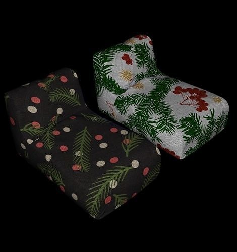 beanbag furniture xmas Low-poly 3D model 6