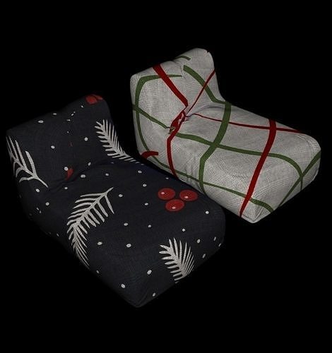 beanbag furniture xmas Low-poly 3D model 2