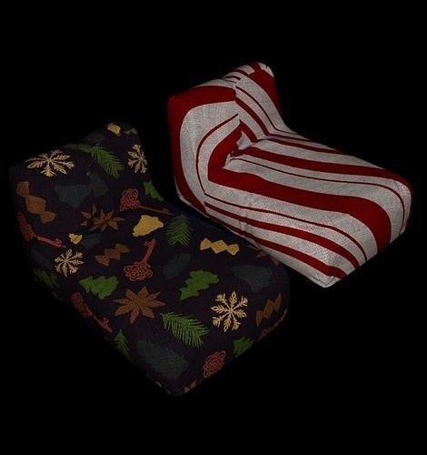 beanbag furniture xmas Low-poly 3D model 5