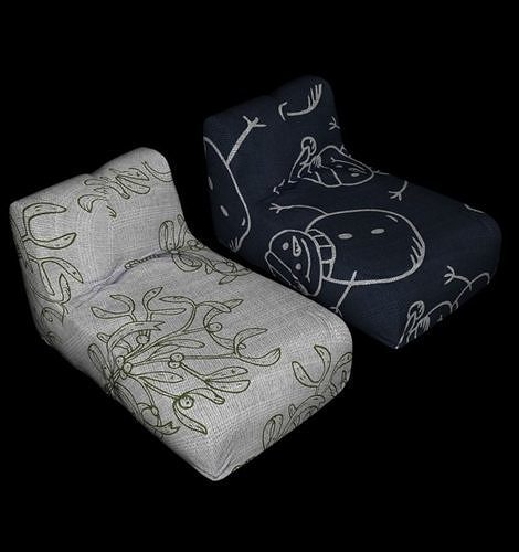 beanbag furniture xmas Low-poly 3D model 4