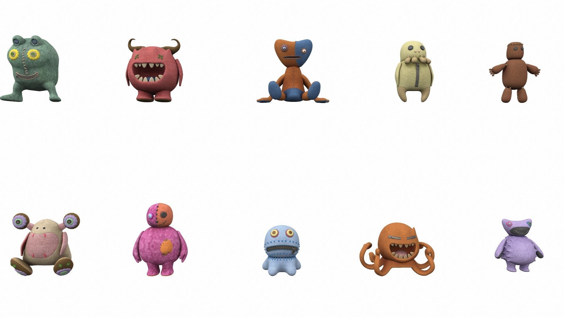 Plush toy monster pack 3D model_6