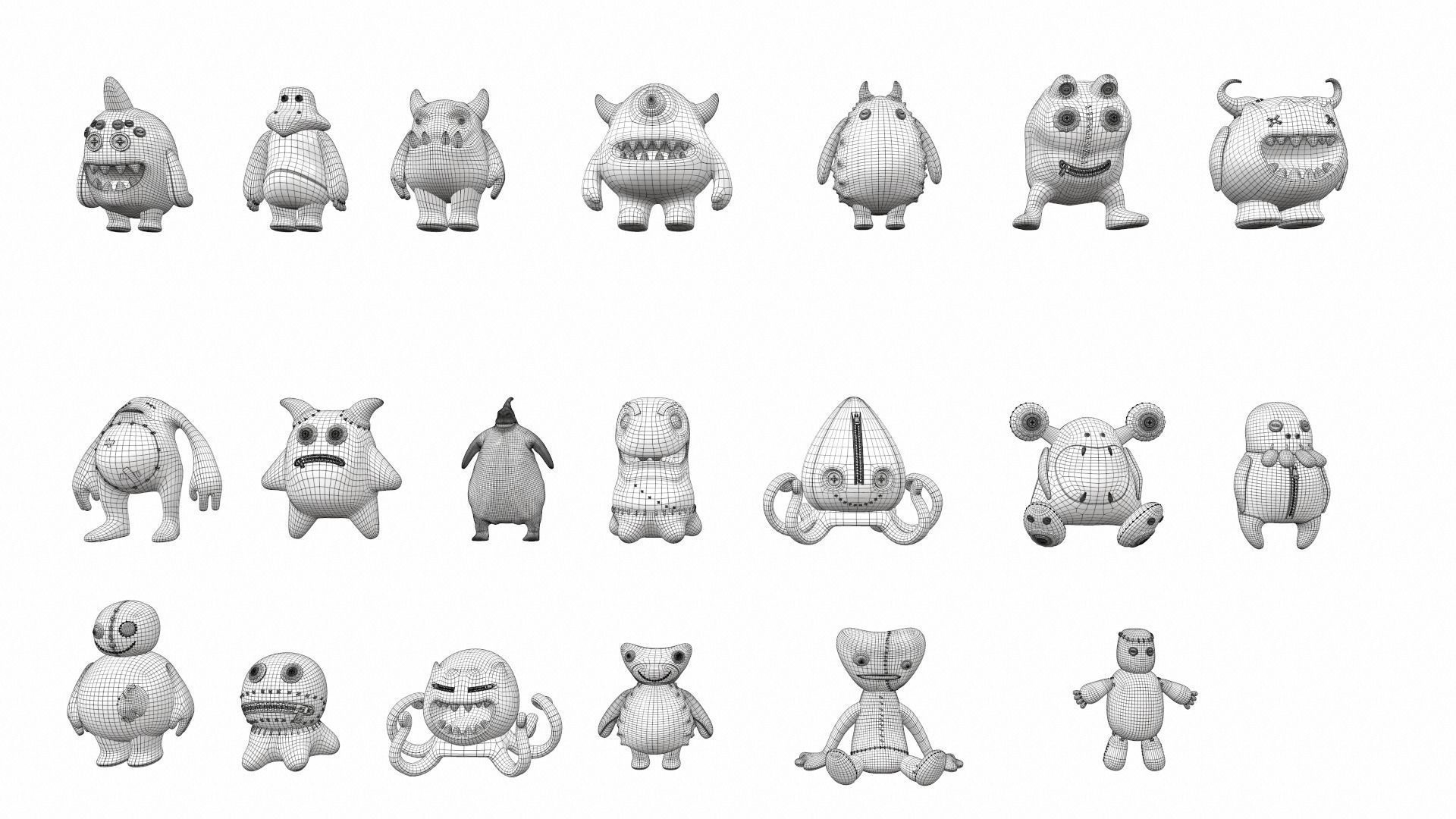Plush toy monster pack 3D model_16